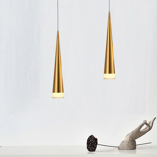 Tapered Metal Hanging Lamp Kit - Elegant Pendant Light Fixture For Dining Room In 3 Colors Gold /