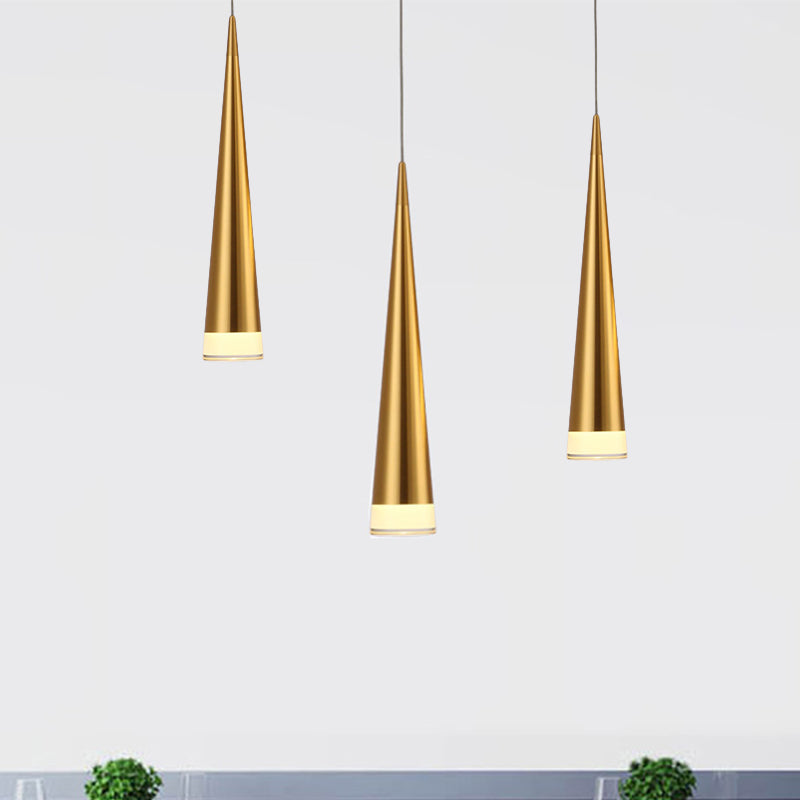 Tapered Hanging Lamp Kit: Simple Metal Black/Silver/Gold Pendant Light In Warm/White/Neutral