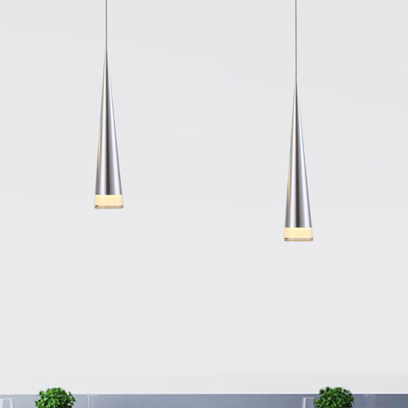 Tapered Hanging Lamp Kit: Simple Metal Black/Silver/Gold Pendant Light In Warm/White/Neutral Silver