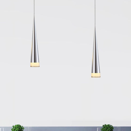 Tapered Hanging Lamp Kit: Simple Metal Black/Silver/Gold Pendant Light In Warm/White/Neutral Silver