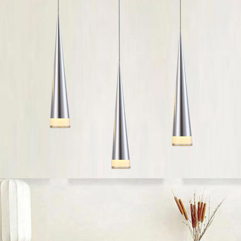 Tapered Hanging Lamp Kit: Simple Metal Black/Silver/Gold Pendant Light In Warm/White/Neutral