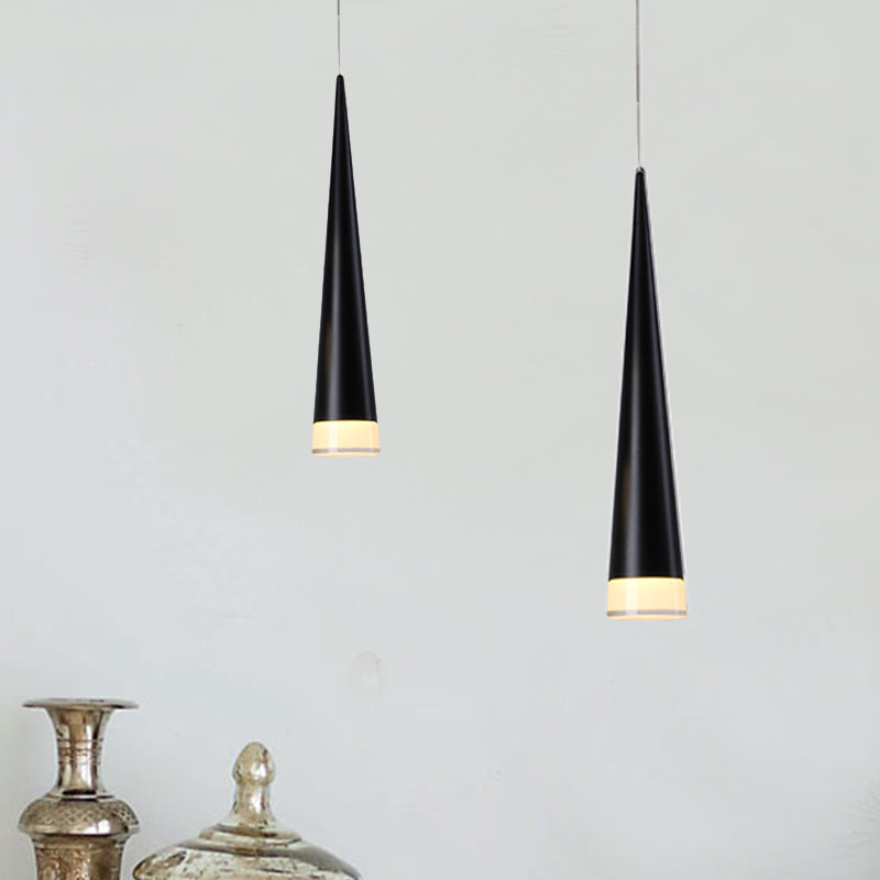 Tapered Hanging Lamp Kit: Simple Metal Black/Silver/Gold Pendant Light In Warm/White/Neutral Black