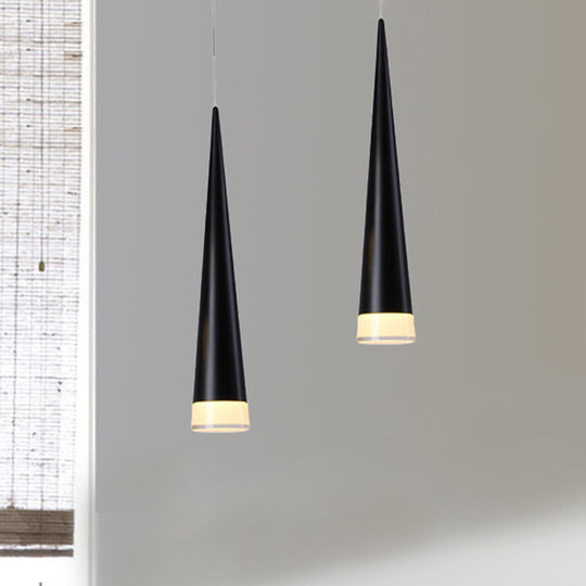 Tapered Hanging Lamp Kit: Simple Metal Black/Silver/Gold Pendant Light In Warm/White/Neutral