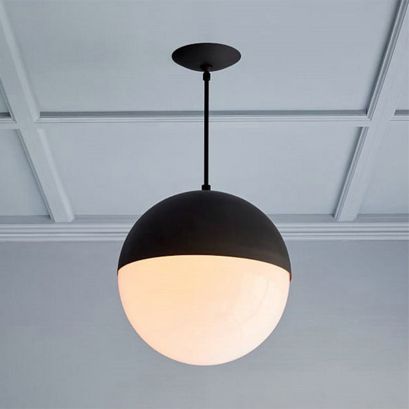Modernist Black/Gold Sphere Pendant Lamp With Opal Glass - Ideal For Kitchen Ceiling Lighting
