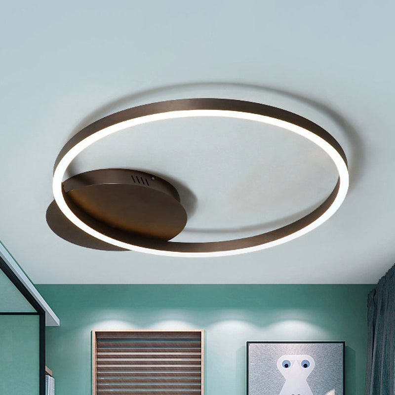 Contemporary Led Acrylic Ceiling Flush Light Fixture In Black/Brown 1/2/3 - Ring Warm/White/Natural