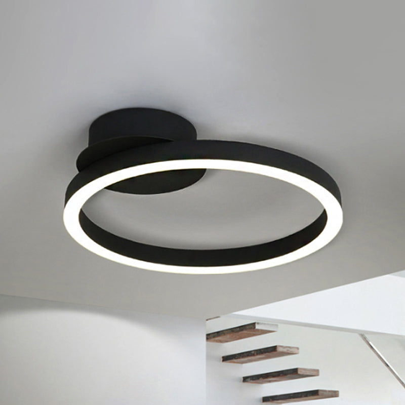 Contemporary Led Acrylic Ceiling Flush Light Fixture In Black/Brown 1/2/3 - Ring Warm/White/Natural