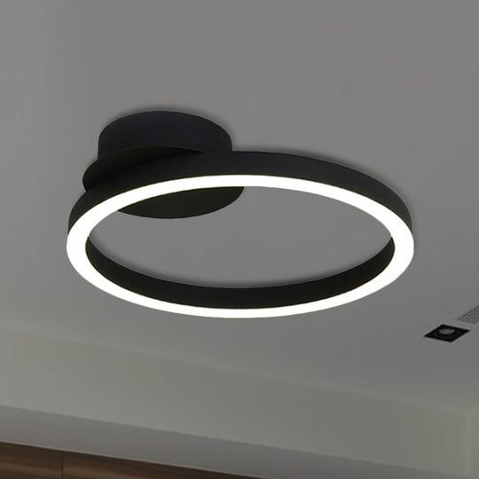 Contemporary Led Acrylic Ceiling Flush Light Fixture In Black/Brown 1/2/3 - Ring Warm/White/Natural