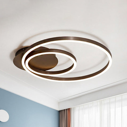 Contemporary Led Acrylic Ceiling Flush Light Fixture In Black/Brown 1/2/3 - Ring Warm/White/Natural