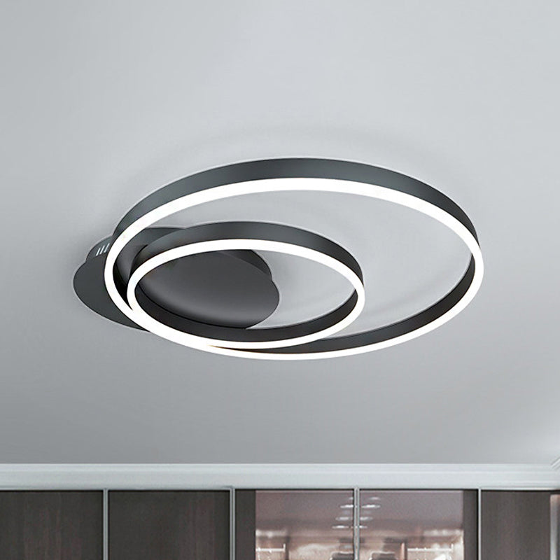 Contemporary Led Acrylic Ceiling Flush Light Fixture In Black/Brown 1/2/3 - Ring Warm/White/Natural