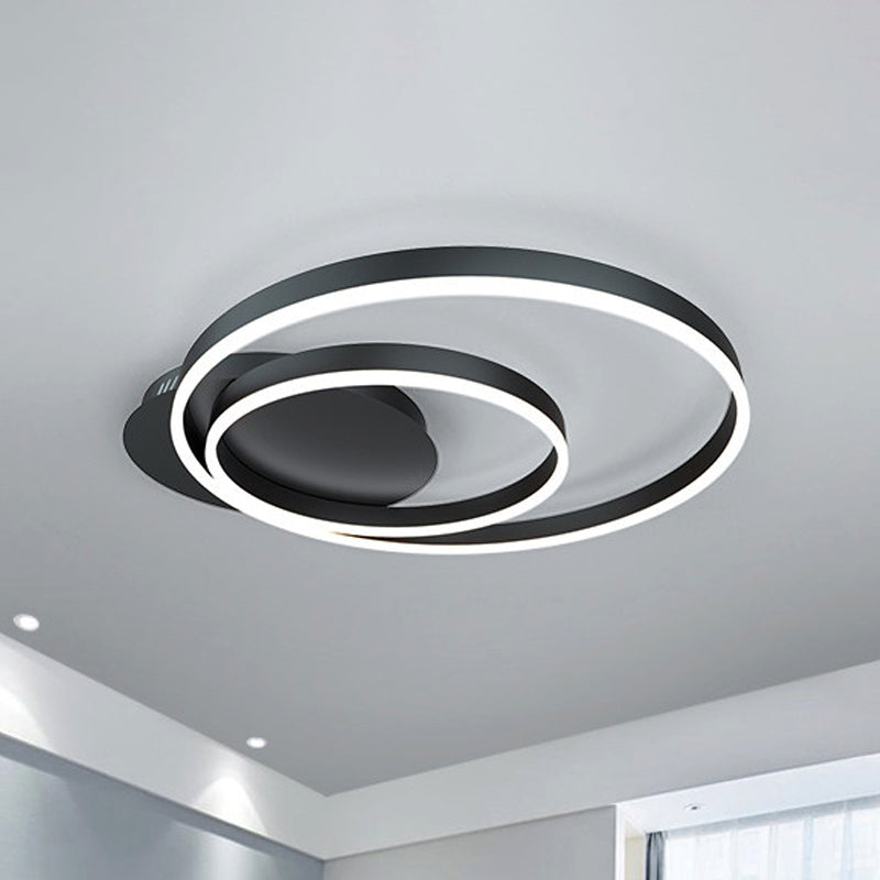 Contemporary Led Acrylic Ceiling Flush Light Fixture In Black/Brown 1/2/3 - Ring Warm/White/Natural