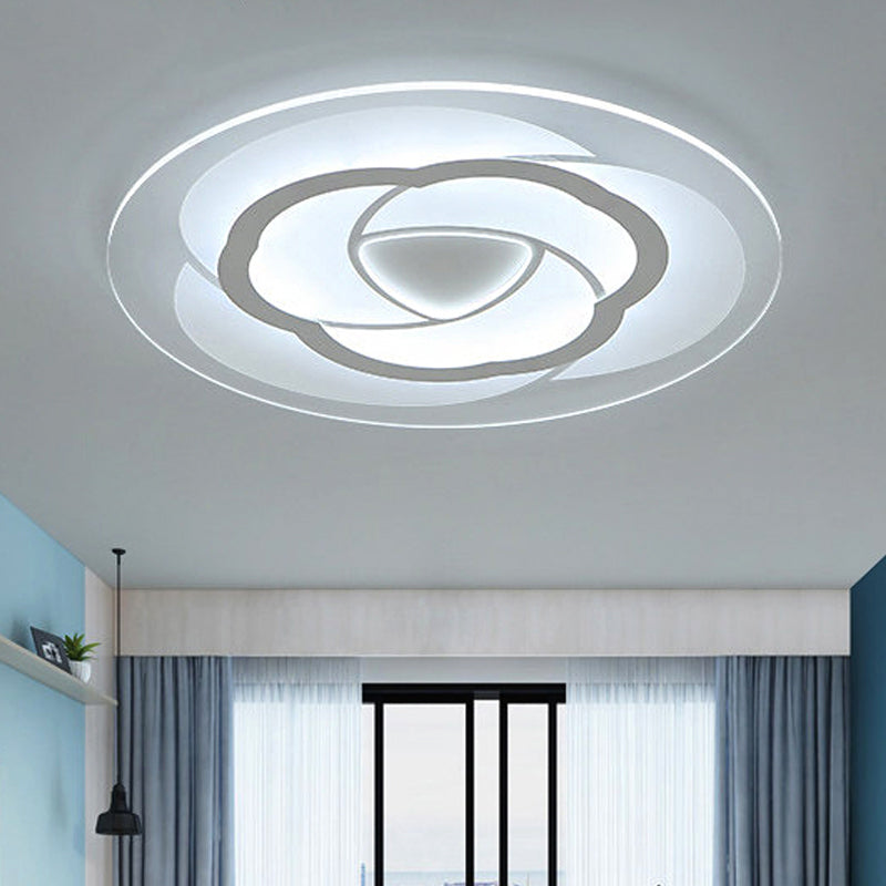 Modern Floral Flushmount Led Ceiling Light In Warm/White 16’/19.5’/23.5’ Wide White / 16’