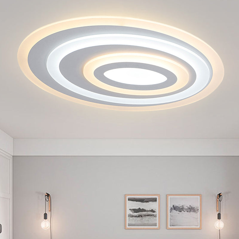 16/19.5/25.5 Wide Oval Acrylic Flush Lamp - Contemporary Led White Mount Ceiling Fixture Warm/White