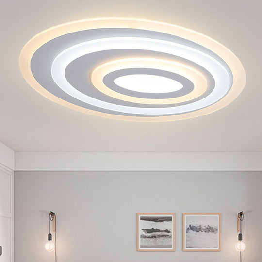 16/19.5/25.5 Wide Oval Acrylic Flush Lamp - Contemporary Led White Mount Ceiling Fixture Warm/White