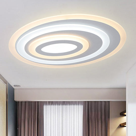 16’/19.5/25.5’ Wide Oval Acrylic Flush Lamp - Contemporary Led White Mount Ceiling Fixture