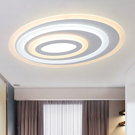 16/19.5/25.5 Wide Oval Acrylic Flush Lamp - Contemporary Led White Mount Ceiling Fixture Warm/White