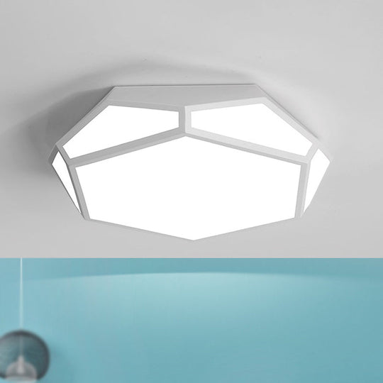 16.5’/20.5’ Metal Geometric Flush Mount Ceiling Light With Acrylic Shade In Nordic Black/White