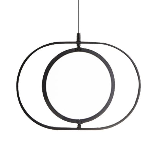Black Metal Led Oval Ceiling Pendant Light - Simple And Versatile