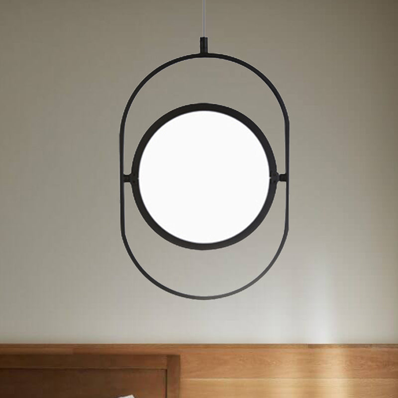 Black Metal Led Oval Ceiling Pendant Light - Simple And Versatile