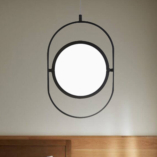 Black Metal Led Oval Ceiling Pendant Light - Simple And Versatile