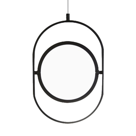 Black Metal Led Oval Ceiling Pendant Light - Simple And Versatile