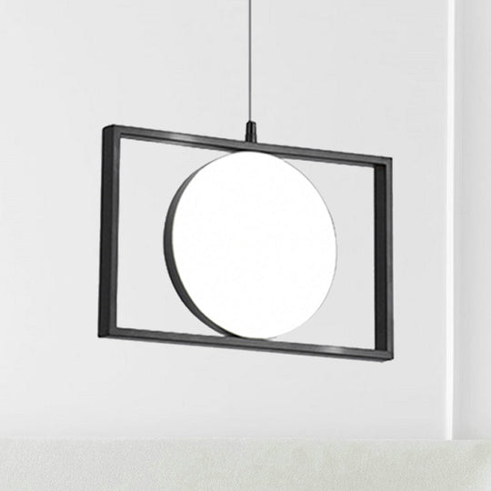 Post Modern Led Hanging Light Fixture Black Rectangle Pendant With Flexible Horizontal/Vertical