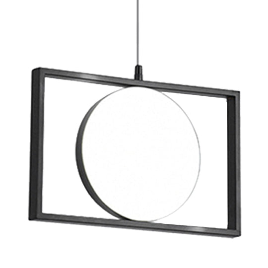 Modern Black Metal Led Pendant Hanging Light Horizontal/Vertical Suspension Fixture