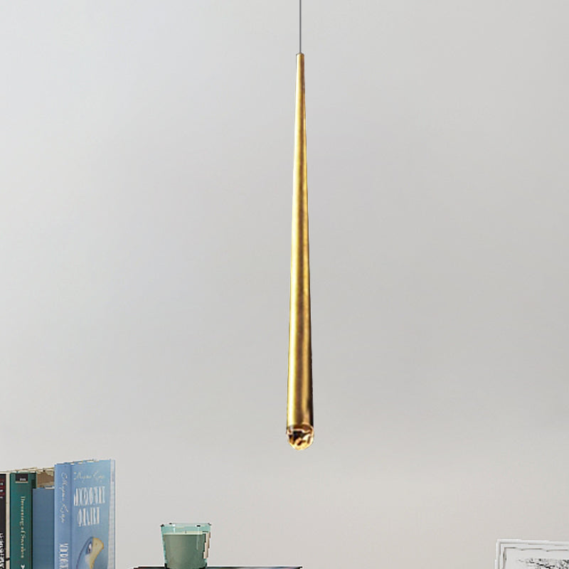 Minimalist Tapered Ceiling Light: Black/Brass Led Pendant Fixture For Living Room With Adjustable