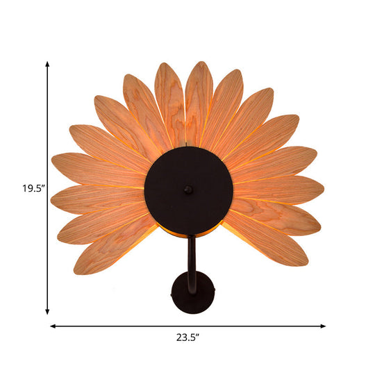 Handmade Wood Veneer Wall Sconce With Modern Stylish Design And 1 Light - Perfect For Restaurants