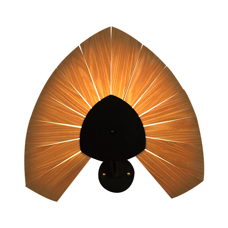 Handmade Wood Veneer Wall Sconce With Modern Stylish Design And 1 Light - Perfect For Restaurants