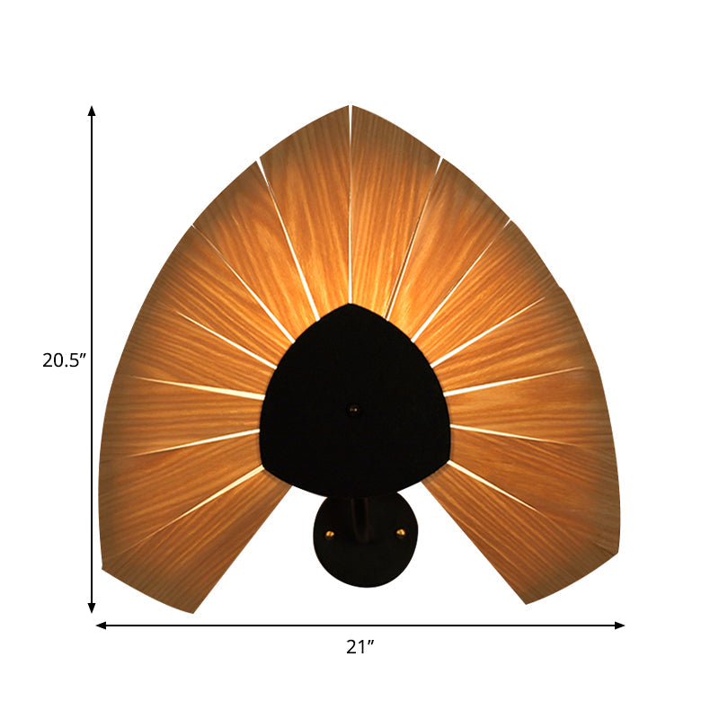 Handmade Wood Veneer Wall Sconce With Modern Stylish Design And 1 Light - Perfect For Restaurants