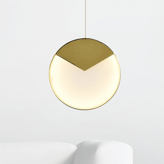 Post Modern Gold Milk Glass Pendant Ceiling Lamp For Living Room With Led Lights And Multiple Arc