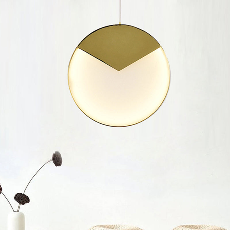 Led Gold Milk Glass Pendant Ceiling Lamp For Modern Living Room’
