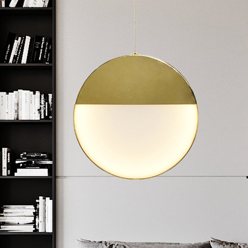 Post Modern Gold Milk Glass Pendant Ceiling Lamp For Living Room With Led Lights And Multiple Arc