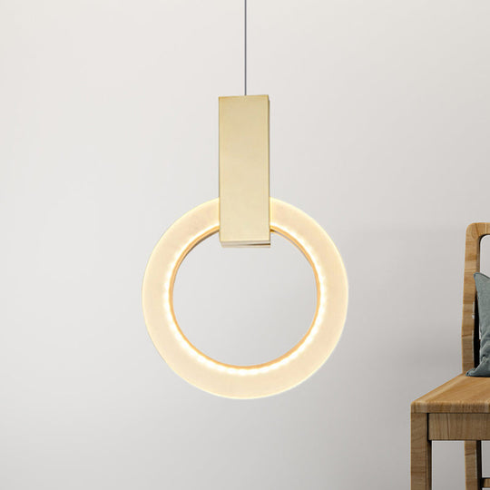 Modern Acrylic Gold Ring Pendant Light - 8’’/12’’/16’’ Dia 1-Light Ceiling Fixture