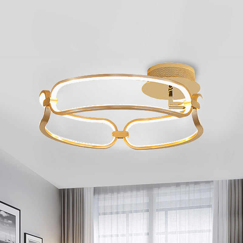 Contemporary Led Gold Flush Ceiling Light: 18/23.5/31.5 Wide Acrylic Fixture In Warm/White/Natural