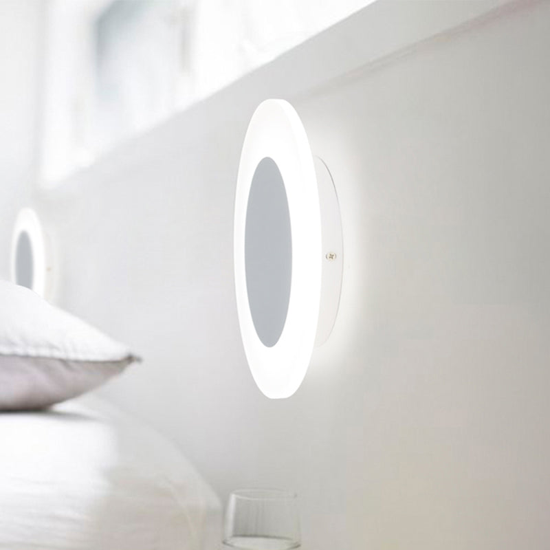 Modern Led Acrylic Wall Sconce Halo Ring White Lighting Fixture In Warm/White Light /