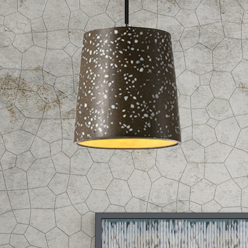 Nordic Style Cement Cone Pendant Lighting - 1 Light Black/White/Brown Hanging Brown