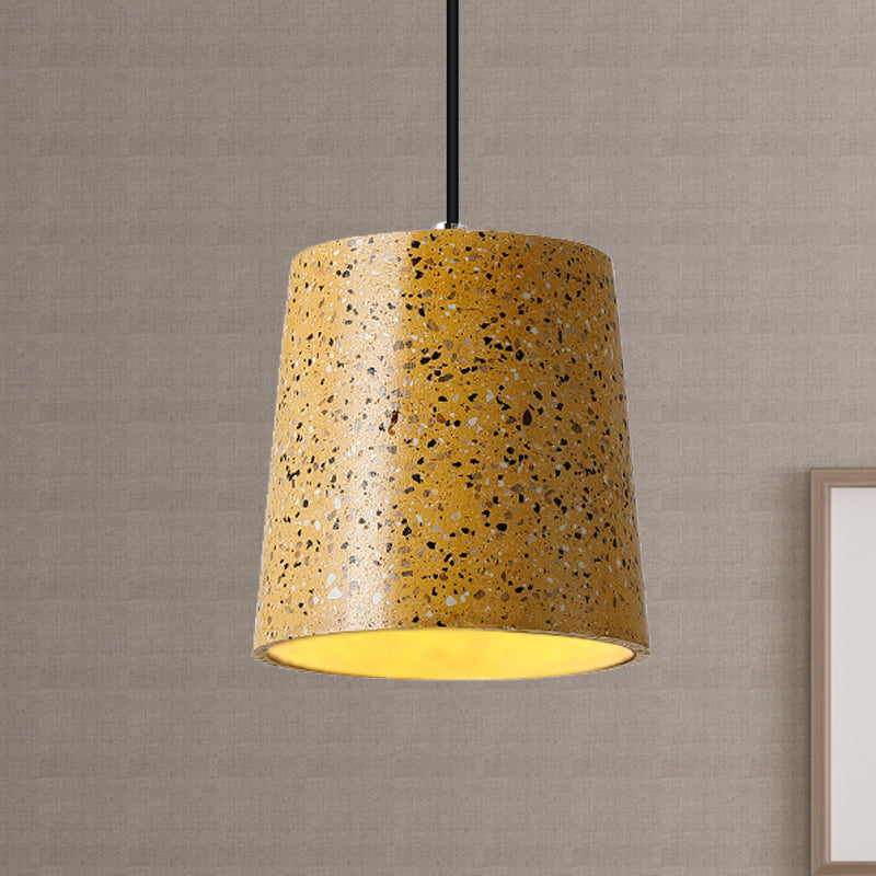 Nordic Style Cement Cone Pendant Lighting - 1 Light Black/White/Brown Hanging Yellow