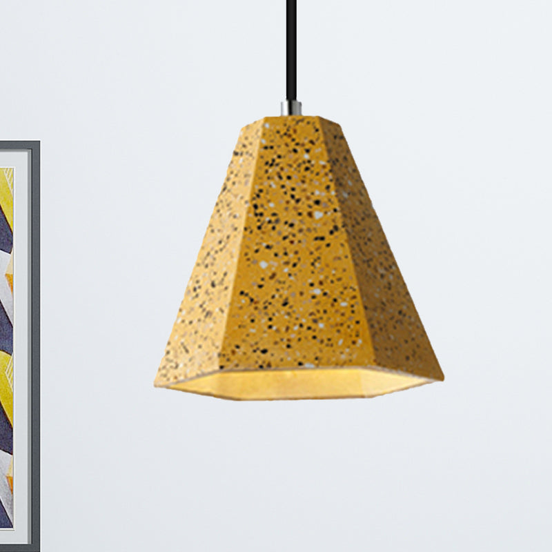Geometric Cement Pendant Lighting - Simplicity Black/White/Yellow Hanging Light Yellow