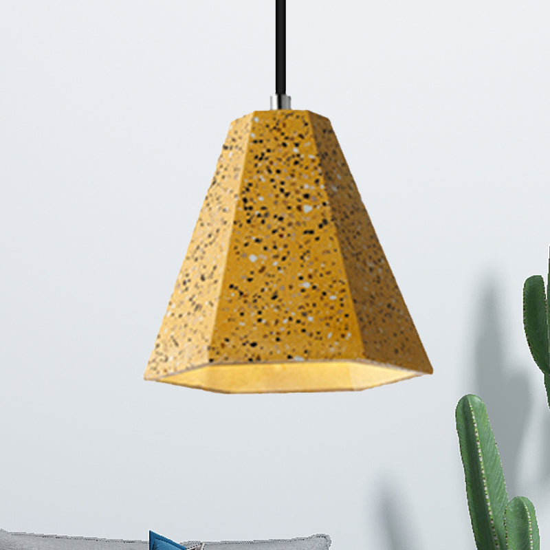Geometric Cement Pendant Lighting - Simplicity Black/White/Yellow Hanging Light