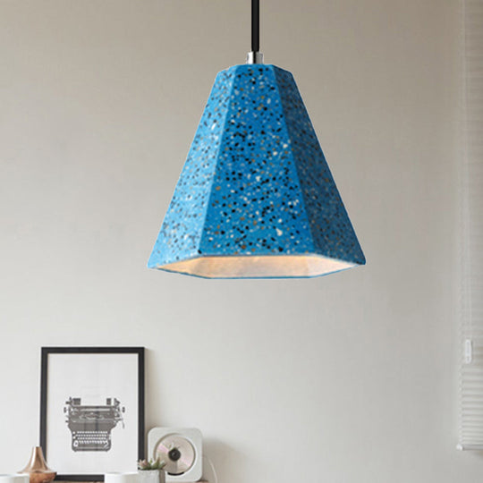 Geometric Cement Pendant Lighting - Simplicity Black/White/Yellow Hanging Light Blue