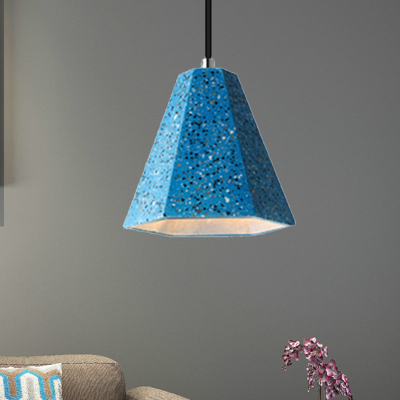 Geometric Cement Pendant Lighting - Simplicity Black/White/Yellow Hanging Light