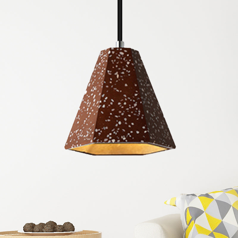 Geometric Cement Pendant Lighting - Simplicity Black/White/Yellow Hanging Light
