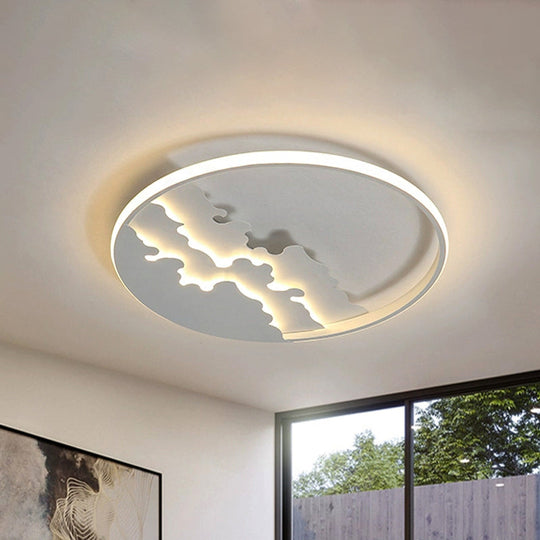 Led Bedroom Flush Light - 16/19.5/23.5 Dia Ceiling Mounted Lamp In White/Black Warm/White