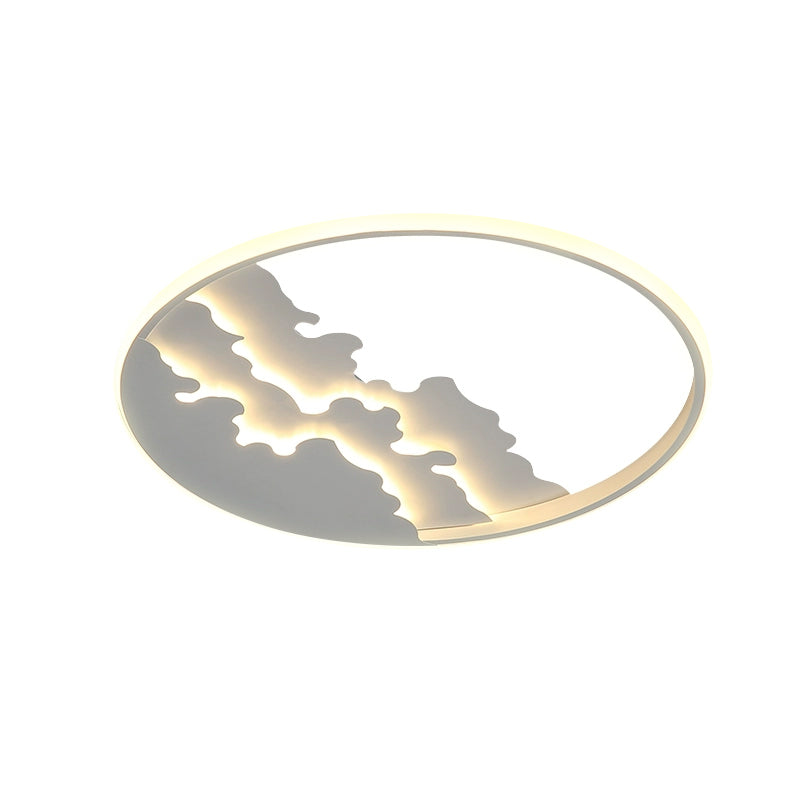 Led Bedroom Flush Light - 16’/19.5’/23.5’ Dia Ceiling Mounted Lamp In White/Black Warm/White