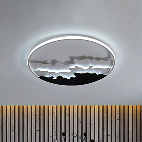 Led Bedroom Flush Light - 16’/19.5’/23.5’ Dia Ceiling Mounted Lamp In White/Black Warm/White
