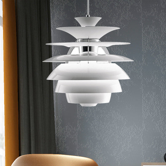 Nordic Pinecone Tiered Pendant Light For Dining Room In White Aluminum