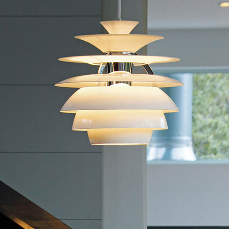 Nordic Pinecone Tiered Pendant Light For Dining Room In White Aluminum