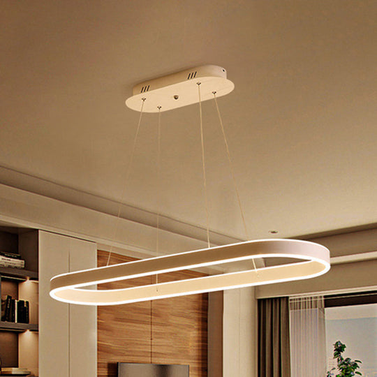 Minimalist Oval Led Ceiling Light In Gold/White - 31.5/39/47 Width Warm/White For Island