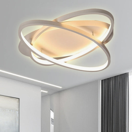 Contemporary Led Acrylic Flush Mount Ceiling Lamp - 21’/29.5’/34’ Wide Black/Brown Warm/White Light
